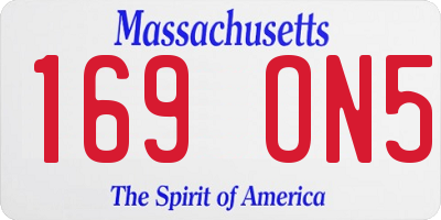 MA license plate 169ON5