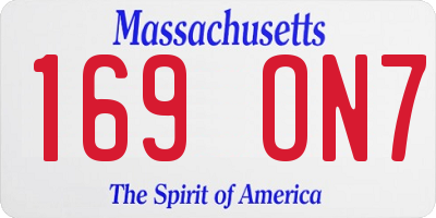 MA license plate 169ON7