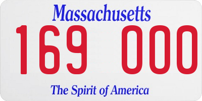 MA license plate 169OO0