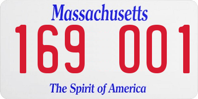 MA license plate 169OO1