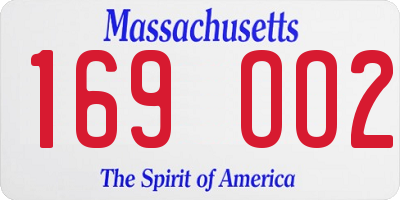 MA license plate 169OO2