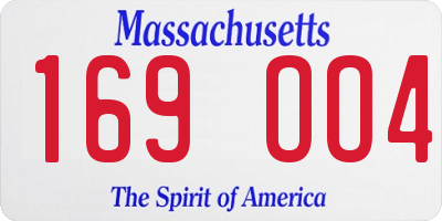 MA license plate 169OO4
