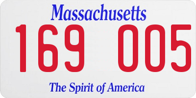 MA license plate 169OO5