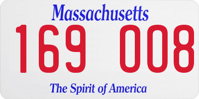 MA license plate 169OO8