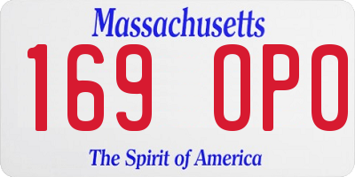MA license plate 169OP0