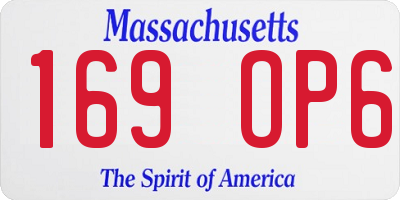 MA license plate 169OP6
