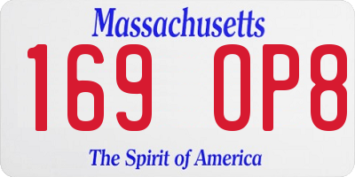 MA license plate 169OP8