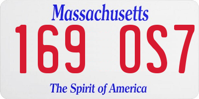 MA license plate 169OS7
