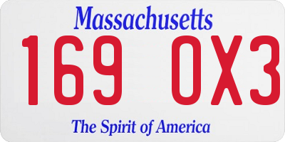 MA license plate 169OX3