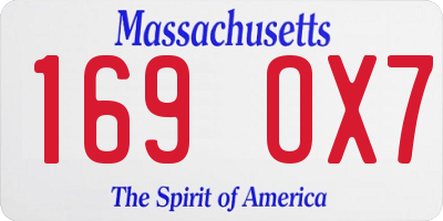 MA license plate 169OX7