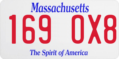 MA license plate 169OX8