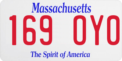MA license plate 169OY0
