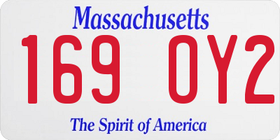 MA license plate 169OY2