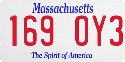 MA license plate 169OY3