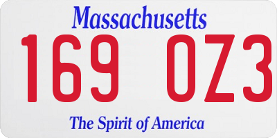 MA license plate 169OZ3