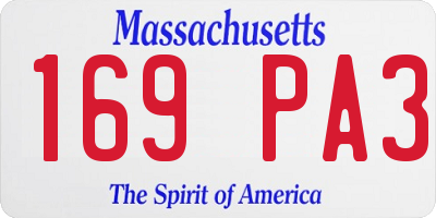 MA license plate 169PA3