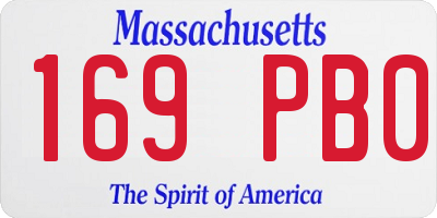 MA license plate 169PB0
