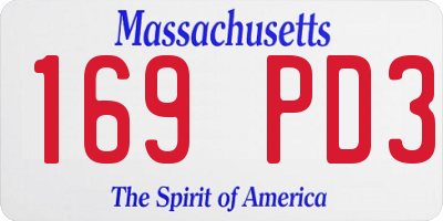 MA license plate 169PD3