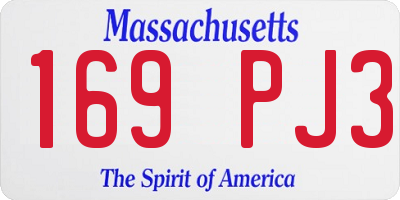 MA license plate 169PJ3