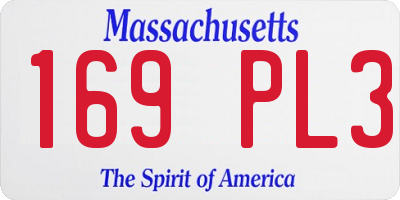 MA license plate 169PL3
