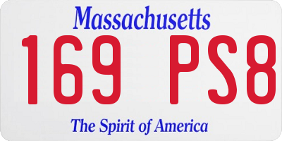 MA license plate 169PS8