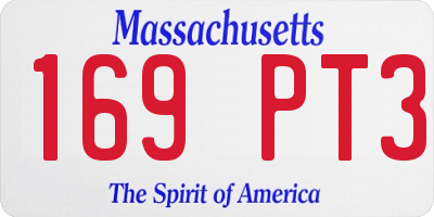 MA license plate 169PT3