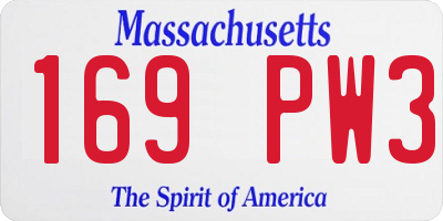 MA license plate 169PW3