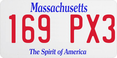 MA license plate 169PX3