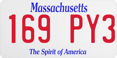 MA license plate 169PY3