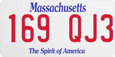 MA license plate 169QJ3