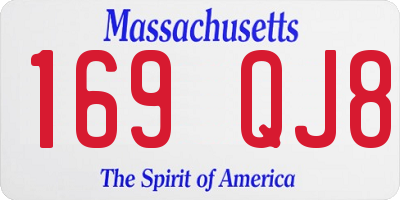 MA license plate 169QJ8