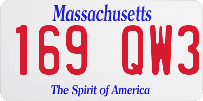 MA license plate 169QW3