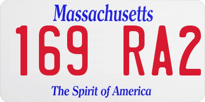 MA license plate 169RA2