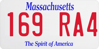 MA license plate 169RA4