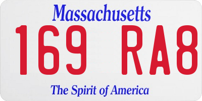 MA license plate 169RA8