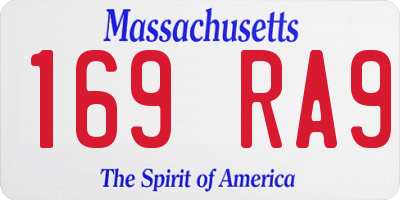 MA license plate 169RA9