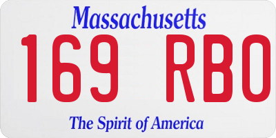 MA license plate 169RB0