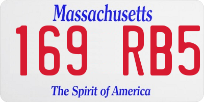 MA license plate 169RB5