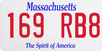 MA license plate 169RB8
