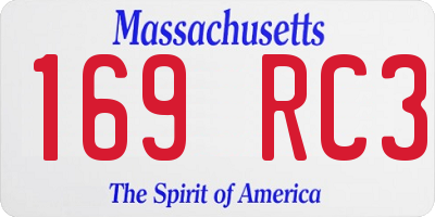 MA license plate 169RC3