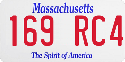 MA license plate 169RC4