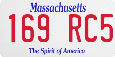 MA license plate 169RC5