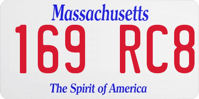 MA license plate 169RC8