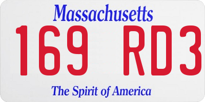 MA license plate 169RD3