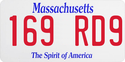 MA license plate 169RD9
