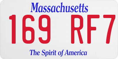MA license plate 169RF7