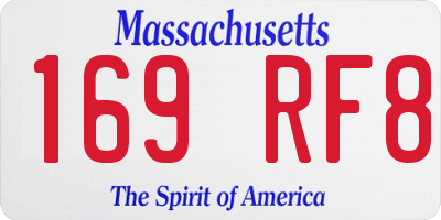 MA license plate 169RF8
