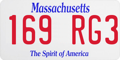 MA license plate 169RG3