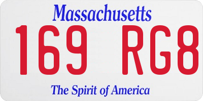 MA license plate 169RG8