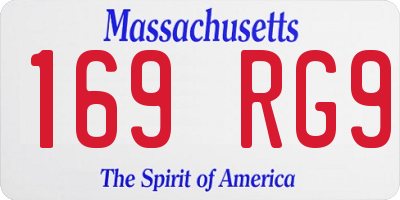 MA license plate 169RG9